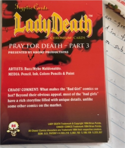 1994 Lady Death Chromium Cards Pray For Death - Part 3 — front