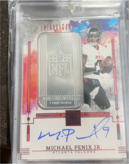 2024 Panini Impeccable Extravagance Silver Bar #EPA-MCY Michael Penix Jr. — front