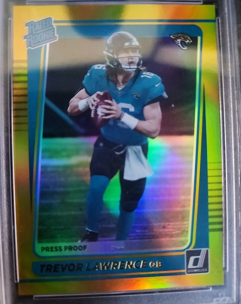 2021 Donruss #251 Trevor Lawrence Rated Rookie Press Proof Gold — front
