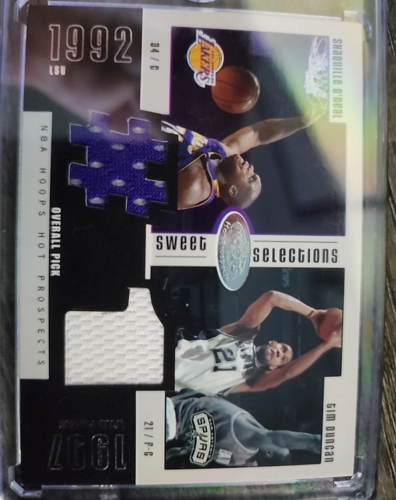 2003-04 Hoops Hot Prospects Sweet Selections #1 Shaquille O'Neal Tim Duncan — front