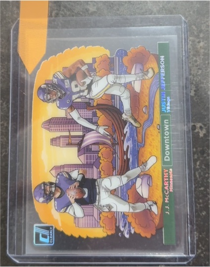 2024 Panini Donruss Optic #9 J.J. McCarthy/Justin Jefferson Downtown Duos — front