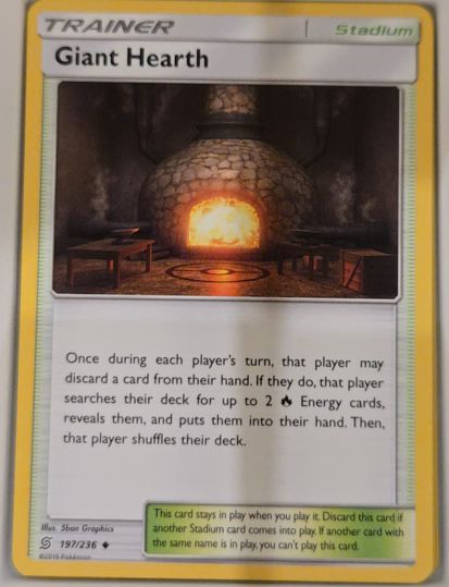 2019 Pokémon Sun & Moon Unified Minds #197 Giant Hearth — front