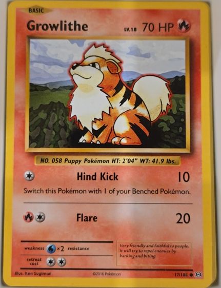 2016 Pokémon XY Evolutions #17 Growlithe — front
