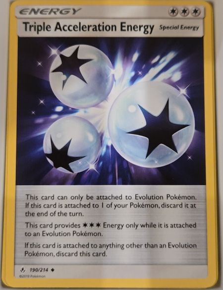 2019 Pokémon Sun & Moon Unbroken Bonds #190 Triple Acceleration Energy — front