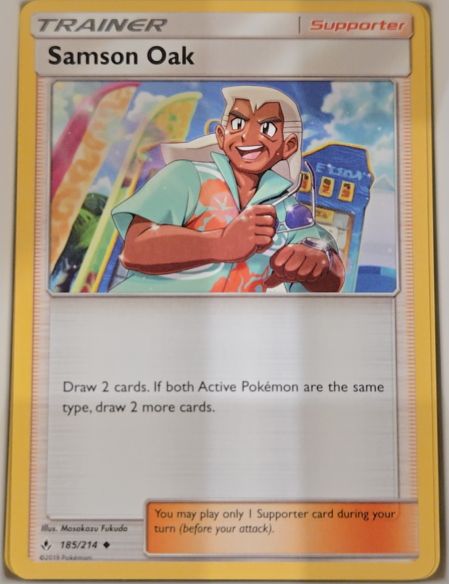 2019 Pokemon Sun & Moon Unbroken Bonds #185 Samson Oak — front