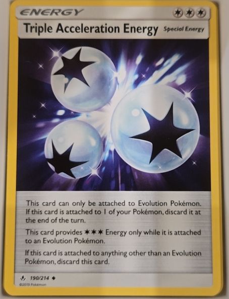 2019 Pokemon Sun & Moon Unbroken Bonds #190 Triple Acceleration Energy — front