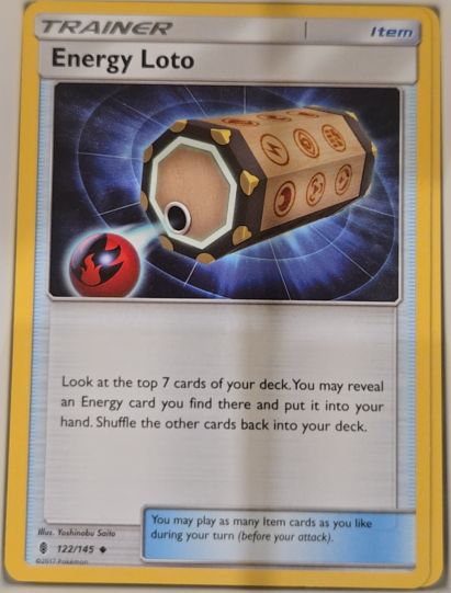2017 Pokémon Sun & Moon Guardians Rising #122 Energy Loto — front