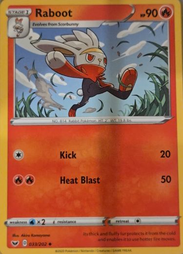 2020 Pokémon Sword & Shield Base Set #033 Raboot — front