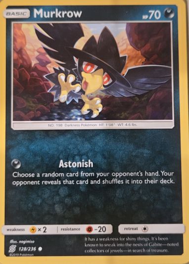 2019 Pokémon Sun & Moon Unified Minds #128 Murkrow — front