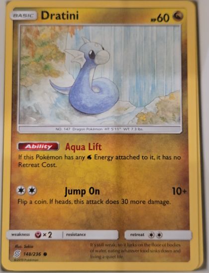 2019 Pokemon Sun & Moon Unified Minds #148 Dratini — front
