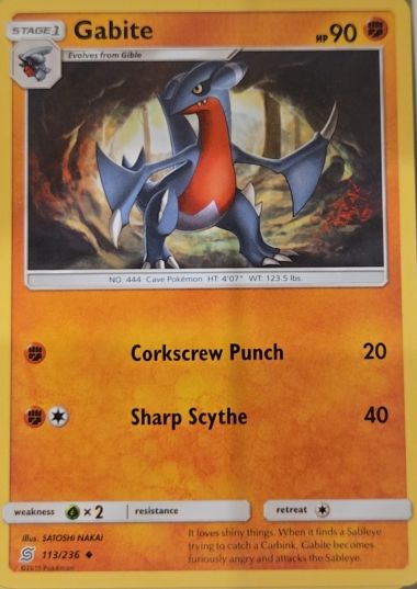 2019 Pokémon Sun & Moon Unified Minds #113 Gabite — front