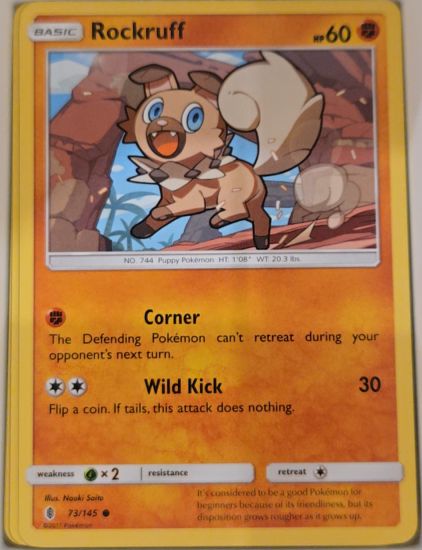 2017 Pokémon Sun & Moon Guardians Rising #73 Rockruff — front