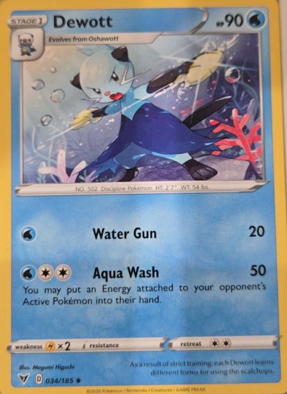 2020 Pokémon SWSH04: Vivid Voltage #034 Dewott — front