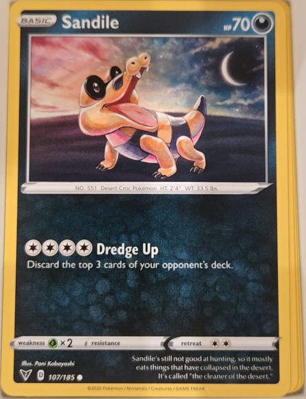 2020 Pokémon SWSH04: Vivid Voltage #107 Sandile — front