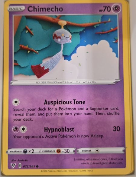 2020 Pokémon Sword & Shield Vivid Voltage #072 Chimecho — front