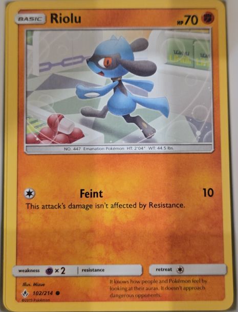 2019 Pokémon Sun & Moon Unbroken Bonds #102 Riolu — front