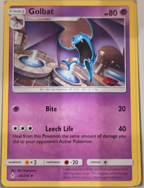 2019 Pokemon Sun & Moon Unbroken Bonds #65 Golbat — front