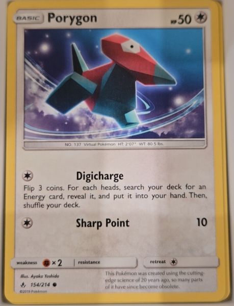 2019 Pokémon Sun & Moon Unbroken Bonds #154 Porygon — front