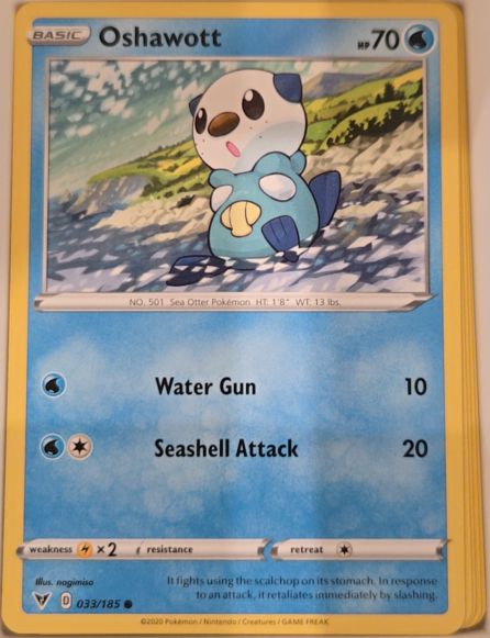 2020 Sword & Shield Vivid Voltage #033 Oshawott — front