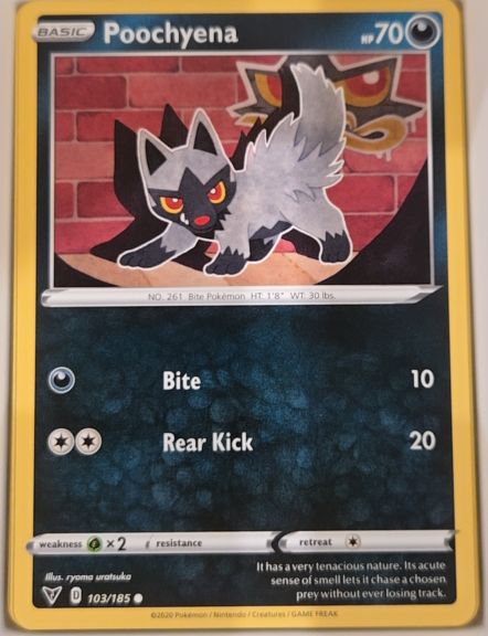 2020 Pokemon Sword & Shield Vivid Voltage #103 Poochyena — front
