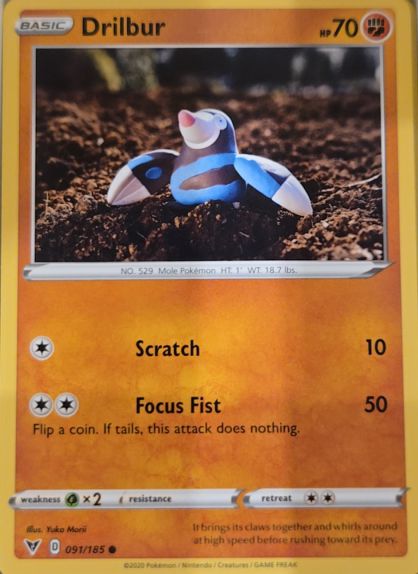 2020 Pokémon SWSH04: Vivid Voltage #091 Drilbur — front