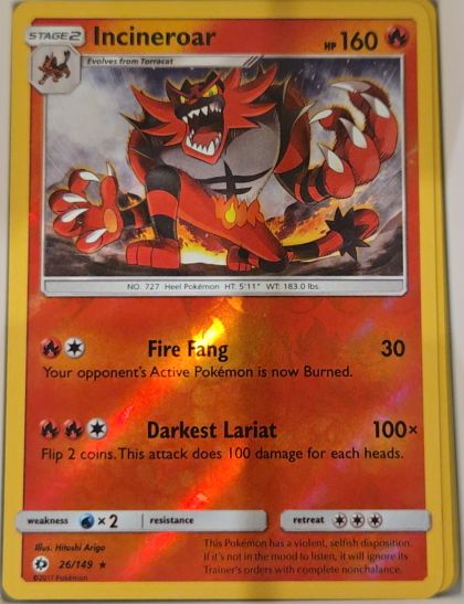 2017 Pokémon Sun & Moon #26 Incineroar — front