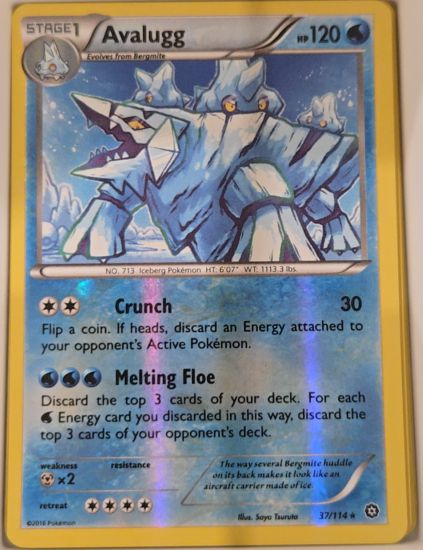2016 Pokemon XY Steam Siege #37 Avalugg — front