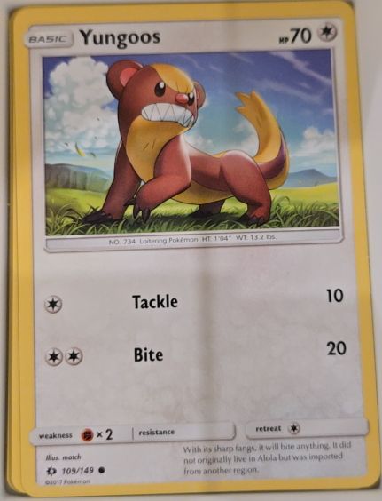 2017 Pokemon Sun & Moon #109 Yungoos — front