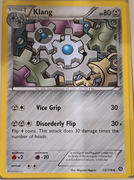 2016 Pokémon XY Steam Siege #72 Klang — front