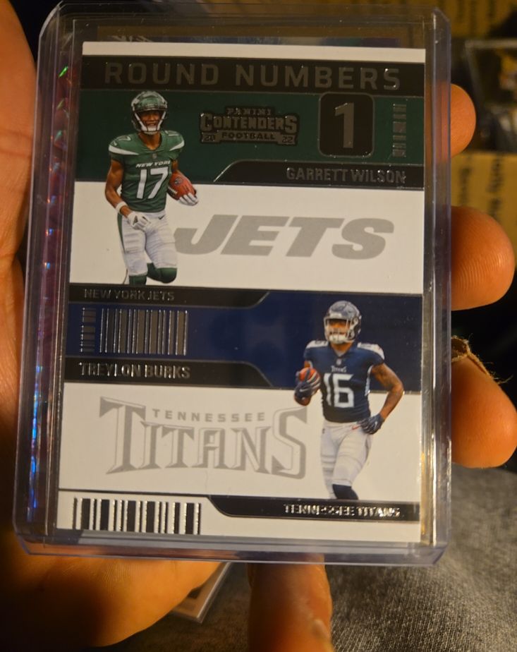 2022 Panini Contenders Round Numbers #RN-WB Garrett Wilson, Treylon Burks — front