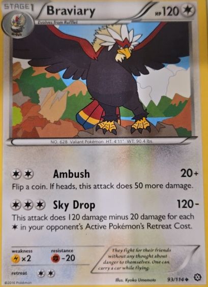 2016 Pokémon XY Steam Siege #93 Braviary — front