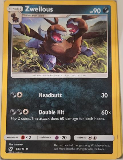 2017 Pokémon SM Crimson Invasion #61 Zweilous — front