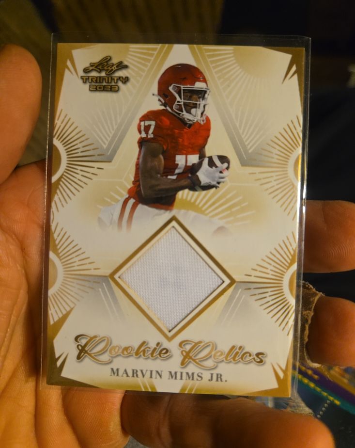 2023 Leaf Trinity Rookie Relics #RR-24 Marvin Mims Jr. — front