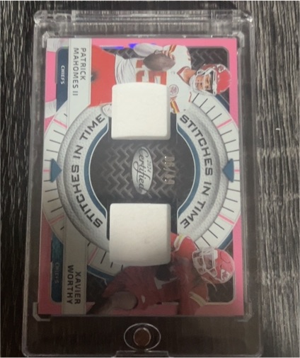 2024 Panini Certified Stitches in Time #SITDPM-XWY Patrick Mahomes II / Maxxie Worthy — front