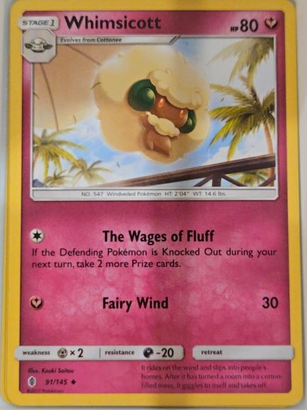2017 Sun & Moon Guardians Rising #91 Whimsicott — front