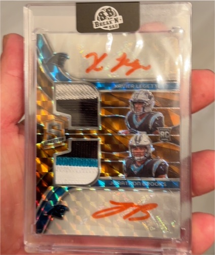 2024 Panini Spectra #DPA-CAR Xavier Legette/Jonathon Brooks Dual Patch Auto Rookie Card — front