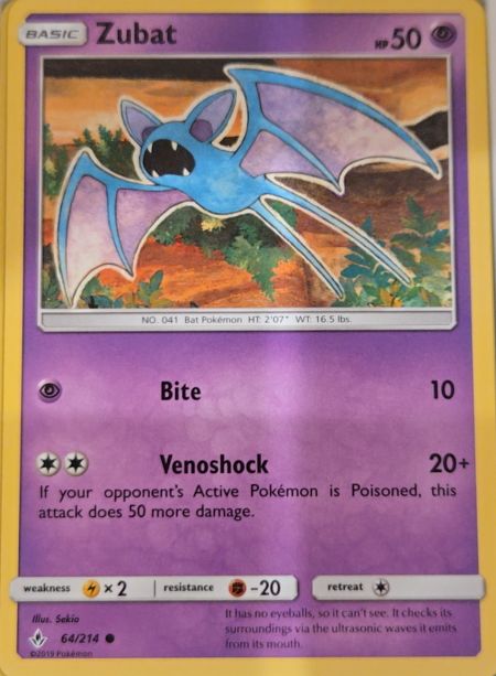 2019 Pokémon Sun & Moon Unbroken Bonds #64 Zubat — front
