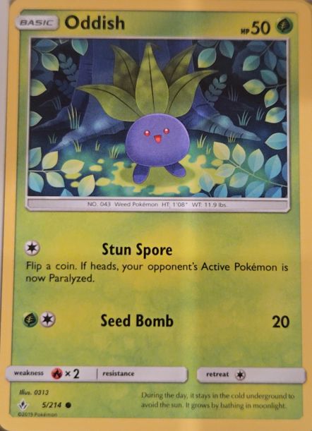 2019 Pokemon Sun & Moon Unbroken Bonds #5 Oddish — front