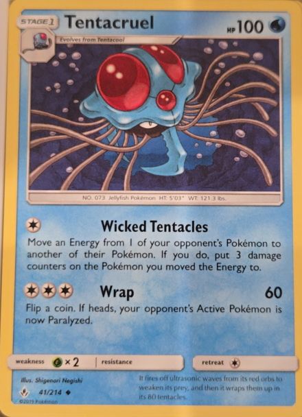 2019 Sun & Moon Unbroken Bonds #41 Tentacruel — front