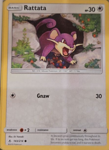 2019 Pokemon Unbroken Bonds #143 Rattata — front
