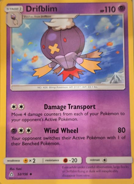 2018 Pokemon Sun & Moon Ultra Prism #52 Drifblim — front