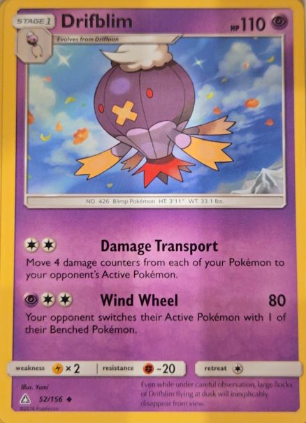 2017 Pokemon Sun & Moon Ultra Prism #52 Drifblim — front