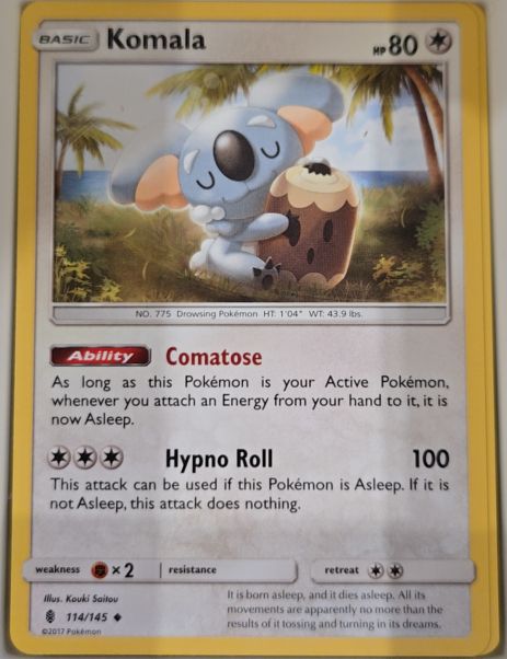 2017 Pokémon Sun & Moon Guardians Rising #114 Komala — front