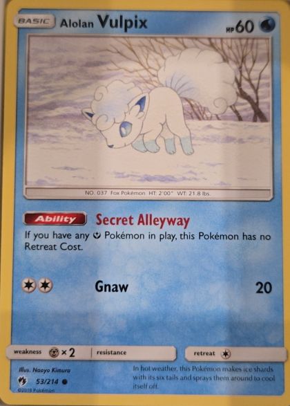 2018 Pokémon Sun & Moon Lost Thunder #53 Alolan Vulpix — front