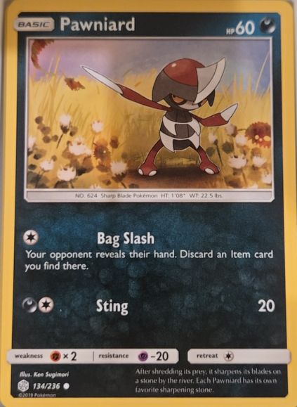 2019 Pokémon #134 Pawniard — front