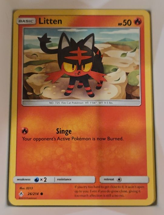 2019 Pokémon Sun & Moon Unbroken Bonds #26 Litten — front