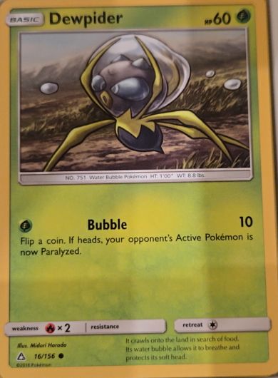 2018 Pokémon Sun & Moon Ultra Prism #16 Dewpider — front
