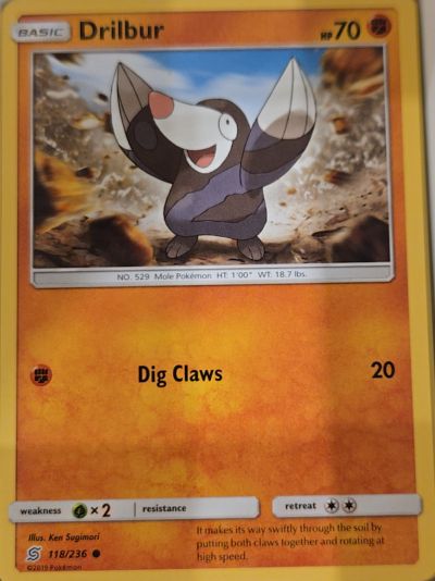 2019 Pokemon Unified Minds #118 Drilbur — front