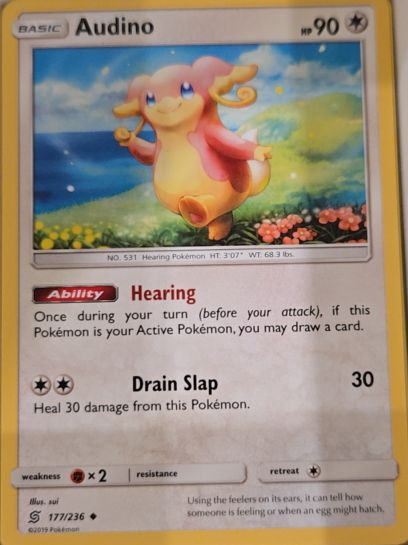 2019 Pokemon Sun & Moon Unified Minds #177 Audino — front