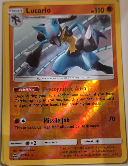 2018 Pokémon Sun & Moon Ultra Prism #67 Lucario — front